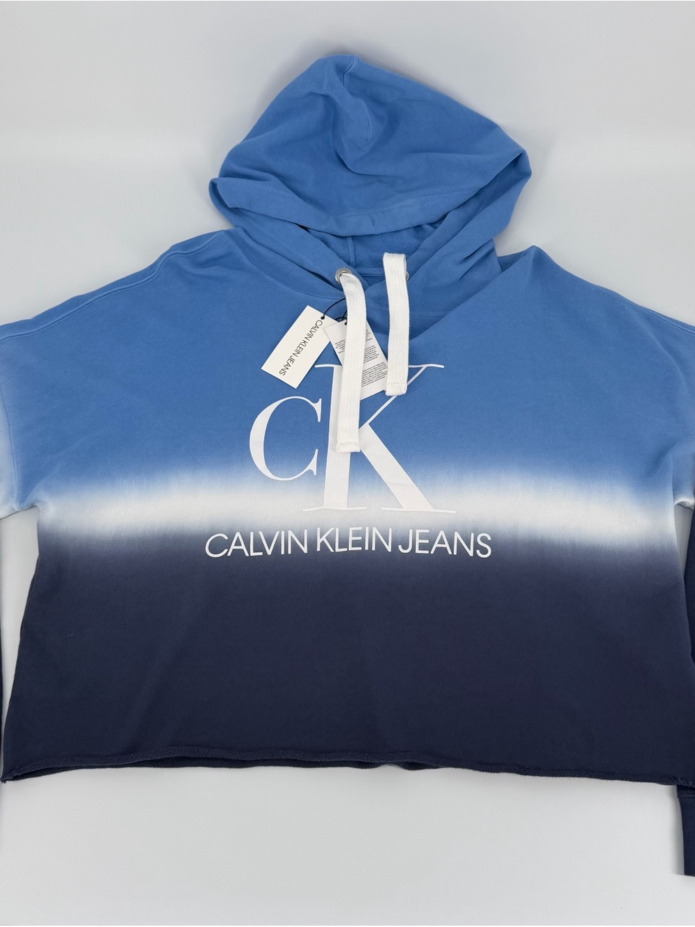 Calvin Klein Jeans Blue Ombre Cropped Pullover Hoodie - Picture 5 of 11